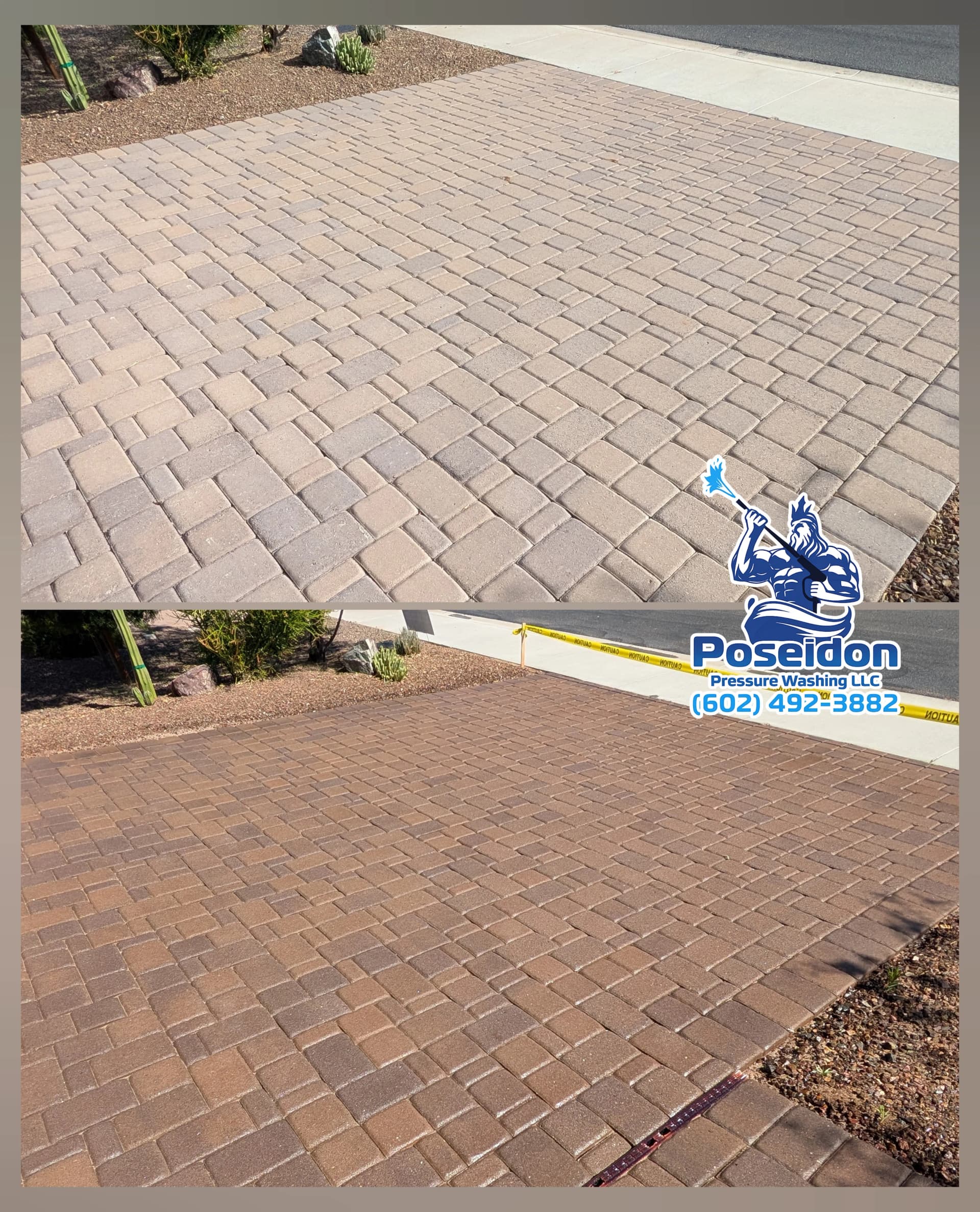 Paver Cleaning and Sealing on a Peoria Driveway image