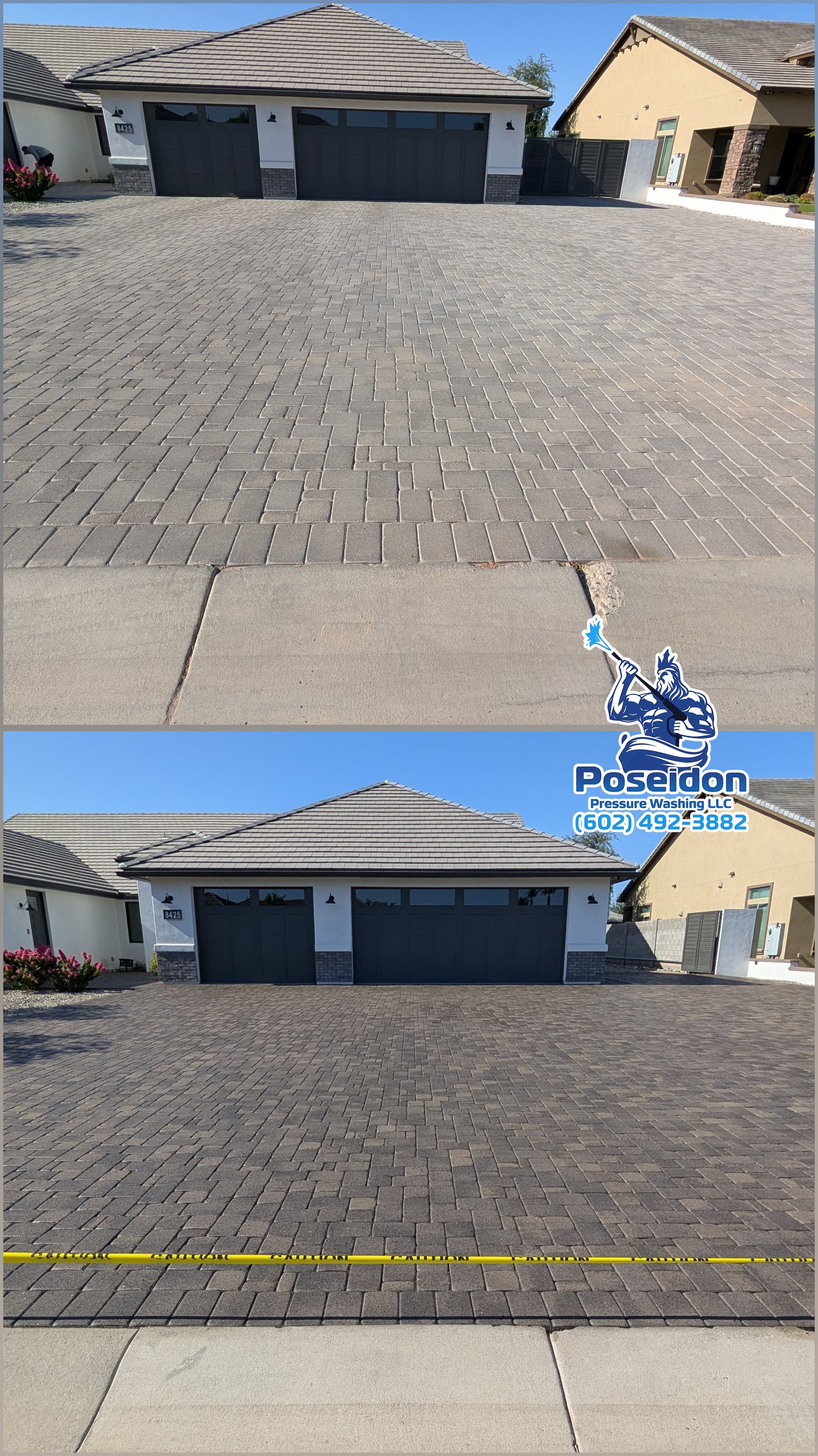 Gallery photos for Garage Floor Cleaning and Full Driveway Paver Sealing Done Right: Image #1
