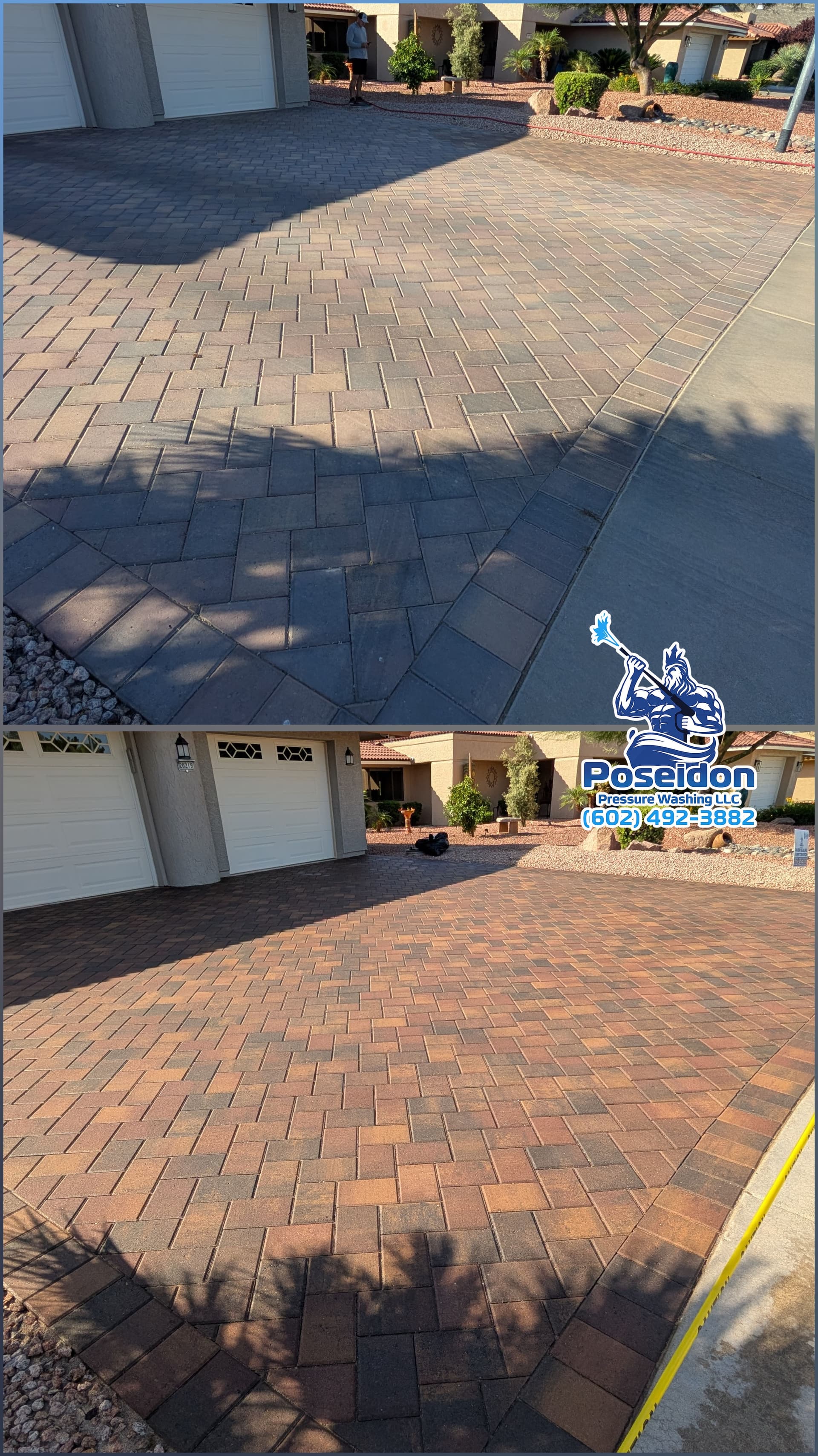 Faded Paver Driveway Gets a Full Poseidon Seal Treatment image