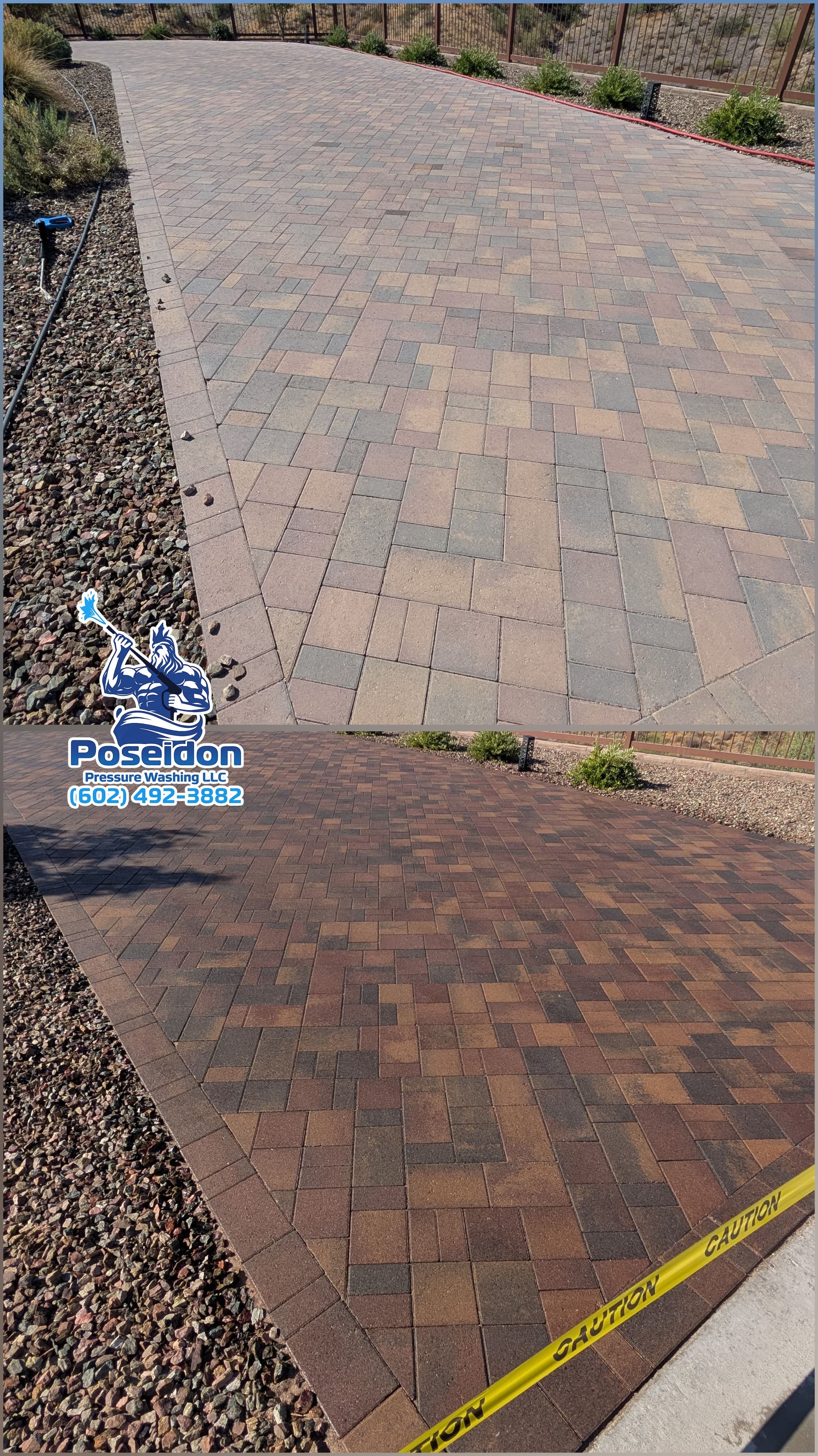 Driveway Pavers Cleaned and Sealed with the Poseidon Finish image