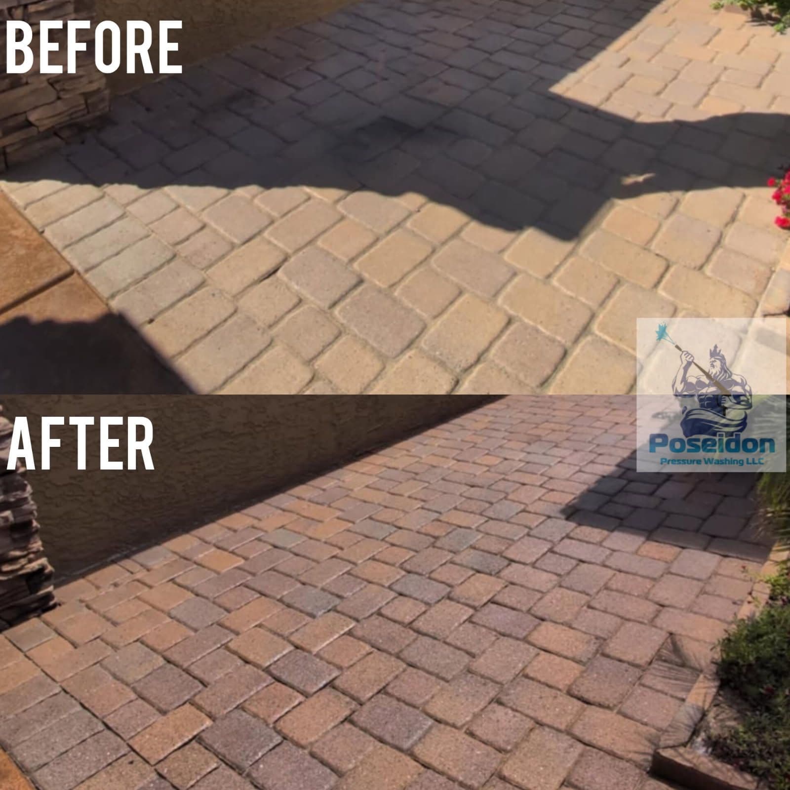 Poseidon Pressure Washing Transforms Patio
