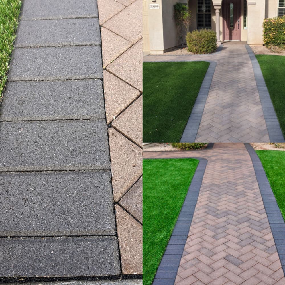 Side-by-side comparison of different paver designs for residential walkways.