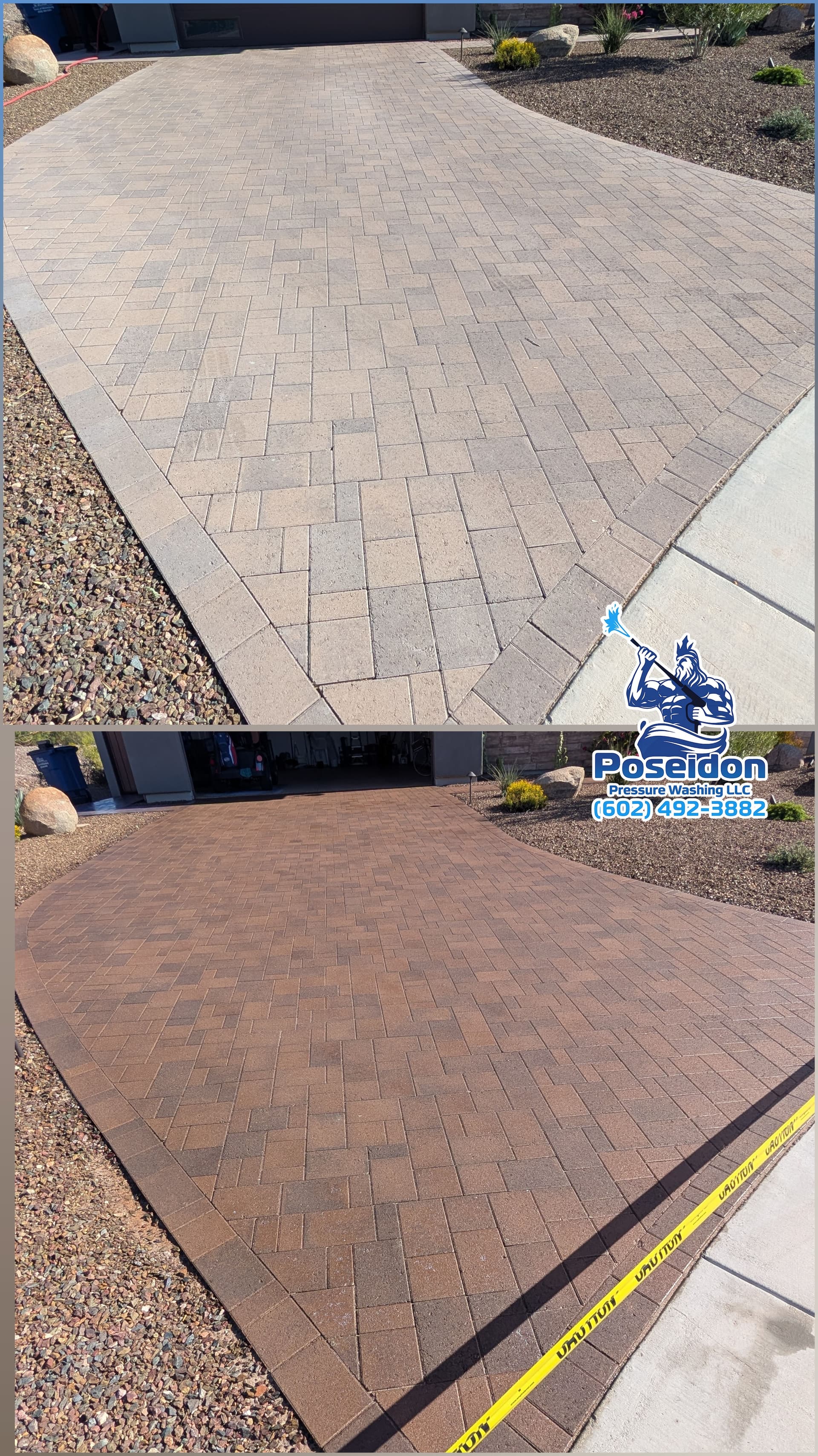 Faded Paver Driveway Gets the Poseidon Finish Treatment image
